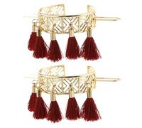 NULYLU 2pcs Retro Hollow Tassel Hair Stick for Alloy Bun Hair Forks with Elegant Geometric Design Sleek Lines Hairpin Accessories for Unique Chinese Style Hairstyles
