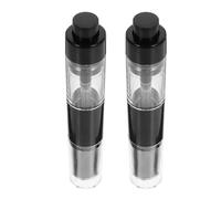 NULYLU 2pcs Reusable Travel Makeup Brushes with Refillable Powder Spray Bottle, Retractable Soft Blush and Foundation Brushes the Go Makeup Application in Stylish Black Plastic