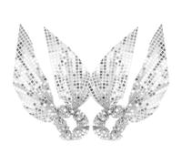 NULYLU 2pcs Silver Sequin Hair Ties with Bowknot Fabric Scrunchies for Women Versatile Styling and Gentle on Hair Sparkly Accessories for Parties and Everyday Use