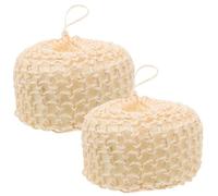 NULYLU 2pcs Sisal Bath Scrubber with Sponge for Comfortable Bathing Experience and Time-Saving Home Use Khaki Bathroom Scrubber Loofahs