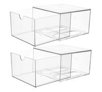 NULYLU 2pcs Small Stackable Storage Drawers Acrylic Bathroom Makeup Organizers Storage Bins for Vanity Undersink Kitchen Cabinet Pantry Makeup Box
