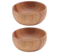 NULYLU 2pcs Small Wooden Salad Bowl Set Acacia Wood Fruit Serving Bowls 8x3.5cm Multipurpose Kitchen Dinnerware for Home and Restaurant
