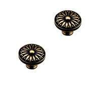 NULYLU 2pcs Solid Zinc Alloy Cabinet Handles, Vintage Style Cupboard Door Knobs for Furniture Drawers, Bedroom and Kitchen Cupboard Pulls with Single Hole, Antique Green Bronze Finish