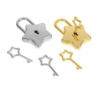 NULYLU 2pcs Star-Shaped Keyed Padlocks Alloy Small Lock with Keys Lightweight Practical Design for Diaries and Backpacks Travel Use