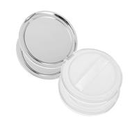 NULYLU 2pcs Ultra Thin Portable Loose Powder Box Mirror and Puff Silver Color for Travel and Home Makeup