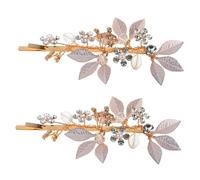 NULYLU 2pcs Vintage Rhinestone Leaf Hair Clips Elegant Bridal Hair Accessories for Weddings Formal Hairpins for Women and Bridesmaids Secure and Comfortable Design
