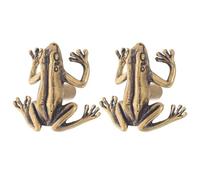 NULYLU 2pcs Vintage Solid Brass Frog Drawer Handles - Animal-Shaped Cabinet Pulls for Bedroom Wardrobe and Bathroom Furniture - Single Hole Brass Frog Knobs for Decorative Cabinet