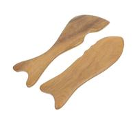 NULYLU 2pcs Wooden Massage Boards for Home Use, Portable Brown Fish Shape Gua Sha Tools to Relax Muscles and Bones, Lightweight Natural Wood Massage Tool for Health and Skin