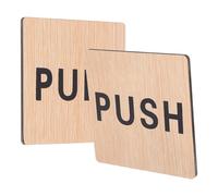 NULYLU 2pcs Wooden Push Pull Door Signs, Glass Door Indication Stickers, Wood Grain Push and Pull Signs for Office and Business Entrance