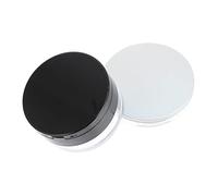 NULYLU 2sets Loose Powder Containers Black Silver Cases Mirror Puff for Travel Office School Daily Use