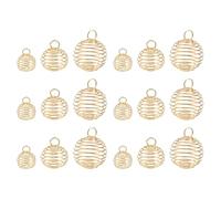 NULYLU 30pcs Golden Plated Spiral Bead Cage Pendants for DIY Jewelry Making, Alloy Material, Stretchable and Easy to Return to Original Shape, for Aromatherapy Earrings and Crafting