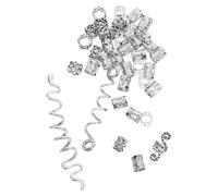 NULYLU 38pcs Dreadlock Hair Charms and Braiding Jewelry Set Silver Spiral Hair Cuffs and Beads for African Style Braids Dreadlock Accessories for Styling and Festival Wear