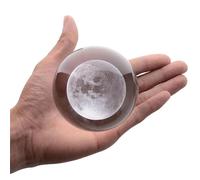 NULYLU 3d Moon Crystal Crystal Glass Planet with Smooth Finish and Engraved Cosmic Model Sphere for Home and Living Room Decor, for Astronomy Enthusiasts and Educational