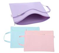 NULYLU 3pcs A4 Waterproof Storage Bags with Zipper Small File Bags with Rope Ring Prevent Item Loss Oxford Cloth Metal Large Capacity Assorted Colour for Magazines and Articles