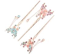 NULYLU 3pcs Chinese Flower Hair Sticks Pins Vintage Decorative Chopsticks for Long Hair Buns Elegant Antique Hairpins for Hanfu Cosplay present for Women
