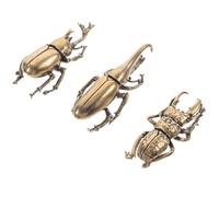 NULYLU 3pcs Copper Simulation Beetle Decorations Brass Craft Figurine 2.75x1.26x0.59in Vintage Finish Not Easy to Knock over Elegant Design Home Desktop Decor
