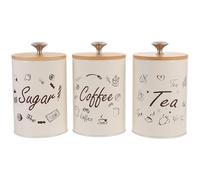 NULYLU 3pcs Kitchen Storage Jars with Covers for Coffee Sugar Tea Airtight Vintage Canisters for Dry Food Organization Material Easy to Identify English Labels