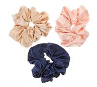 NULYLU 3pcs Large Scrunchies for Women Smooth Elastic Ponytail Holders Khaki and Navy for Sports Parties and Daily Wear