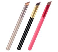 NULYLU 3pcs Makeup Paint Brush Set Featuring Angled Eyeliner and Eyebrow Brushes with Nylon Hair and Wooden Handles, Small and Lightweight for Professional Beauty Salon and Travel Use