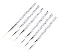 NULYLU 3pcs Nail Art Brushes Set with Plastic Handle and Nylon Bristles for Dotting and Painting, for Manicure and Professional Use, Silver Colour Nail Drawing Liner Tools