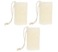 NULYLU 3pcs Organic Loofahs Exfoliating Reusable Loofah Brush Beige Natural Bath and Kitchen Cleaning Scrubber for Bath