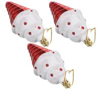 NULYLU 3pcs Red Ice Cream Shaped Hanging Ornaments Plastic Xmas Tree Decorations Sturdy Party Pendants for Office and Home Holiday Decor