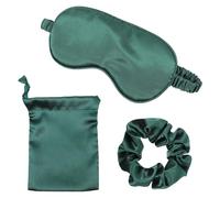 NULYLU 3Pcs/Set Sleeping Mask with Headband Eye Cover with Hair Ring Drawstring Pouch Set Artificial Silk Relaxing Muscles Calm Facial Skin for Anywhere Bothered by The Light