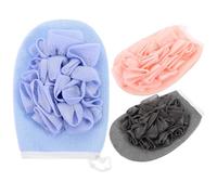 NULYLU 3pcs Shower Gloves for Men and Women Multi-purpose Bathing Scrubbers Made of Sturdy Toweling and Pe Mesh Fibre for Taking a Shower Back Massage and Dust Removing Style