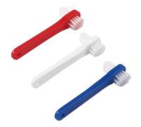 NULYLU 3Pcs Small Double Sided Denture Toothbrush Ergonomic Design for Adult Denture Care Easy Grip Cleaning Tool for Removing Food Stains and Keeping False Teeth Clean