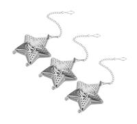 NULYLU 3pcs Stainless Steel Small Tea Infuser Set with Fine Mesh and Chain Hook Star Shaped Tea Leaves Strainer for Brewing Coffee Easy to Clean