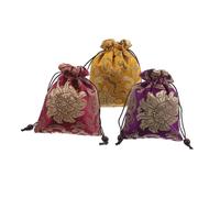 NULYLU 3pcs Tibetan Brocade Drawstring Jewelry Storage Pouches Artisan Handmade Bags for Jewelry Singing Bowls Treasures Elegant Holiday Wedding Party Favors