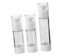 NULYLU 3pcs Travel Bottle Set 30ml and 50ml Refillable Vacuum Lotion Bottles White Pump Heads Travel Containers for Toiletries and Cosmetics
