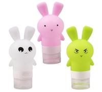 NULYLU 3pcs Travel Lotion Squeeze Bottles Refillable Silicone Containers with Opening Squeezable Design for Shampoo Sunscreen Hand Cream Pink Green Transparent