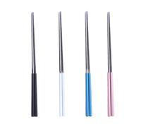 NULYLU 4 Pairs Stainless Steel Chopsticks Non-Slip Square Shape Rustproof and Dishwasher Safe Reusable Metal Chopsticks for Home Dining