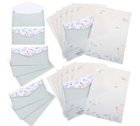 NULYLU 4 Sets Paper Letter Kit Writing Paper Envelop Set Material Retro Stationery with Cartoon Animal and Plant Design Can Be Put in Your Handbag Or School Bag