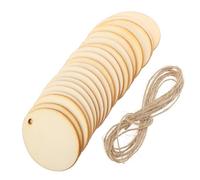 NULYLU 40pcs Easter Egg Wooden Chips with Holes for Hanging, Blank and Unpainted Egg-Shaped DIY Craft Decorations, for Door and Window Easter Hanging