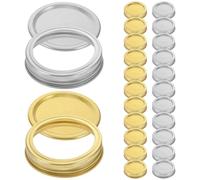 NULYLU 48pcs 70mm Regular Mouth Metal Mason Jar Lids and Rings Set, Silver Gold Canning Jar Caps with Leak-proof Storage Sealing for Kitchen Preservation