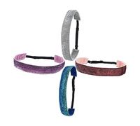 NULYLU 4pcs Boy Girl Sequins Sports Headband Stretchy Elastic Hairbands for Running Yoga Sports Training Comfortable Anti-skid Sweat Absorbing Suitable for Boys Girls