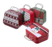 NULYLU 4pcs Christmas Tin Box Candy Jar Sweet Container Card Holder Christmas Cookie Tins Lids Decorations for Boys and Girls