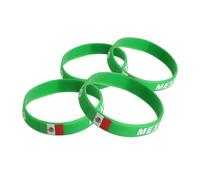 NULYLU 4pcs Country Flag Silicone Wristbands Green Rubber Arm Bands for Sports Events Soccer Football Unisex Party Favors Team Bonding Supplies