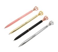 NULYLU 4pcs Crown Shape Ballpoint Pens Quick-dry Ink Lightweight Metal Signature Pen for School Students Creative Style Writing Supplies