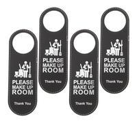 NULYLU 4pcs Do Not Disturb Sign Make up Room Sign Leather Door Hanger Double-sided Easy to Read Black and White Modern Style for Club Bar