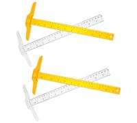 NULYLU 4pcs Double Scale Ruler T Shape Ruler Plastic Lightweight Easy to Carry and Store Orange Design for Office and Home Use