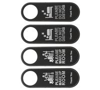 NULYLU 4pcs Double-sided Door Sign Do Not Disturb Door Tag Pu Leather Compact Portable Design Black for Hotel Rooms and Dressing Rooms