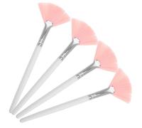 NULYLU 4pcs Fan Makeup Brushes for Face Contouring and Blending, Nylon Bristles with Aluminium Handle, Professional Facial Highlighting Brushes for Makeup Application