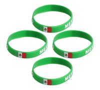 NULYLU 4pcs Green Silicone National Flag Bracelets with Adjustable Size for Football Party Decor and Team Bonding, Unisex Country Bracelets for Sports Party Accessories