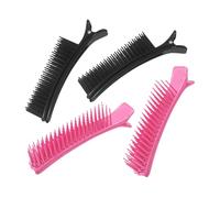 NULYLU 4pcs Hair Sectioning Clips for Styling Non-slip Hairdresser Clips in Black and Pink Professional Hair Parting Tools for Salon Use
