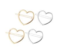 NULYLU 4pcs Heart Hair Clips Set Alloy Hair Barrettes for Girls and Women Cute Sweet Hollow Design in Gold and Silver