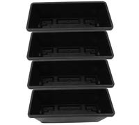 NULYLU 4pcs Large Rectangular Resin Window Box Planters with Saucer Deep Grey for Balcony Vegetable and Flower Growing Herb Planter Boxes for Indoor Outdoor Gardening