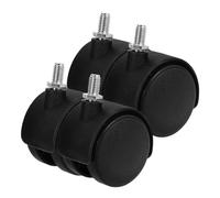 NULYLU 4pcs M8×13mm Threaded Swivel Double Wheel Casters 2-inch Replacement Furniture Castor Wheels for Office Chairs, Desks, Cabinets with Even Load Distribution
